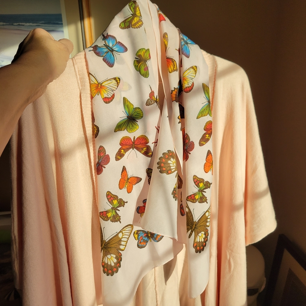 Chico's Pale Pink Short Sleeve Lightweight Ruana Style Sweater ~ OSFM ~ Pretty! - Picture 1 of 13